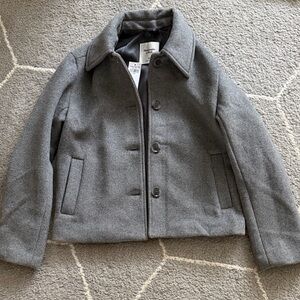 Gray Women Short Pea Coat Jacket